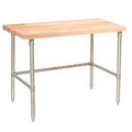 Global Industrial Maple Butcher Block Square Edge Workbench, 60 x 30, Stainless Steel Legs 249493